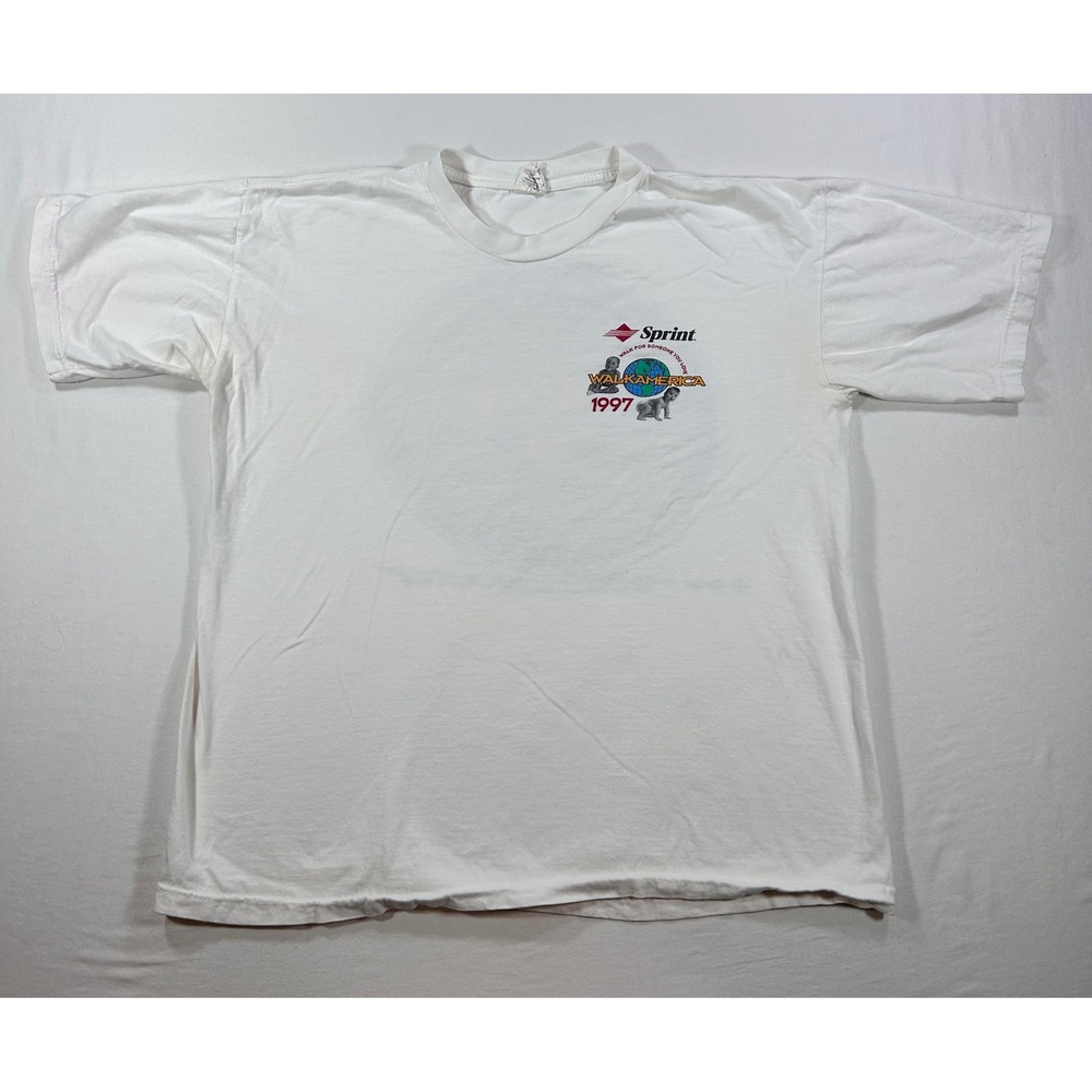 Vintage 1997 March of Dimes WalkAmerica Sprint Graphic T-Shirt White XL